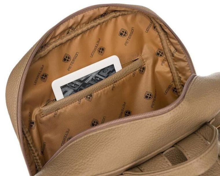 Plecak damski, brązowy, skóra ekologiczna, Peterson