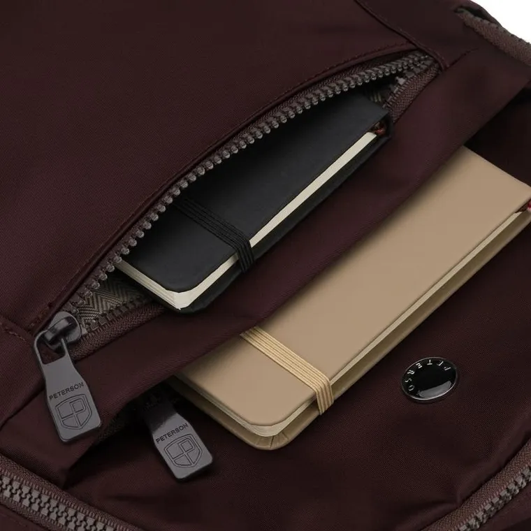 Plecak miejski, bordowy, Peterson