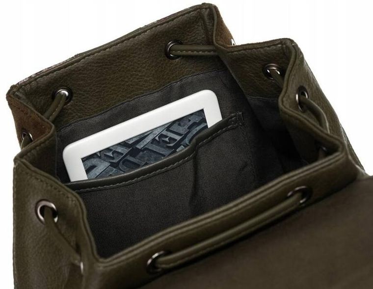 Plecak miejski, khaki, skóra ekologiczna, David Jones