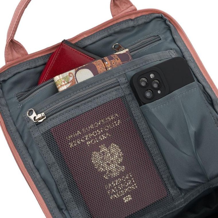 Plecak miejski, różowo-szary, Peterson