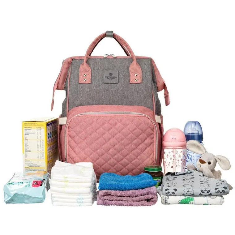 Plecak miejski, szaro-różowy, Peterson