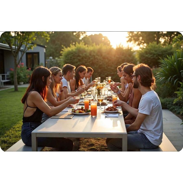 Plonos, ławka cateringowa ogrodowa składana, biała, 180 cm