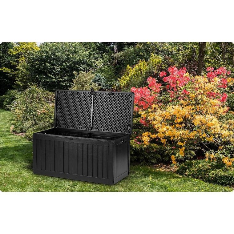 Plonos, skrzynia ogrodowa, czarna, 270l, 109-51-55 cm