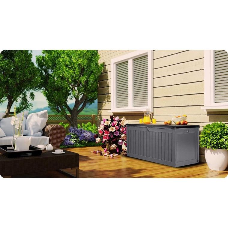 Plonos, skrzynia ogrodowa, szara, 270l, 109-51-55 cm