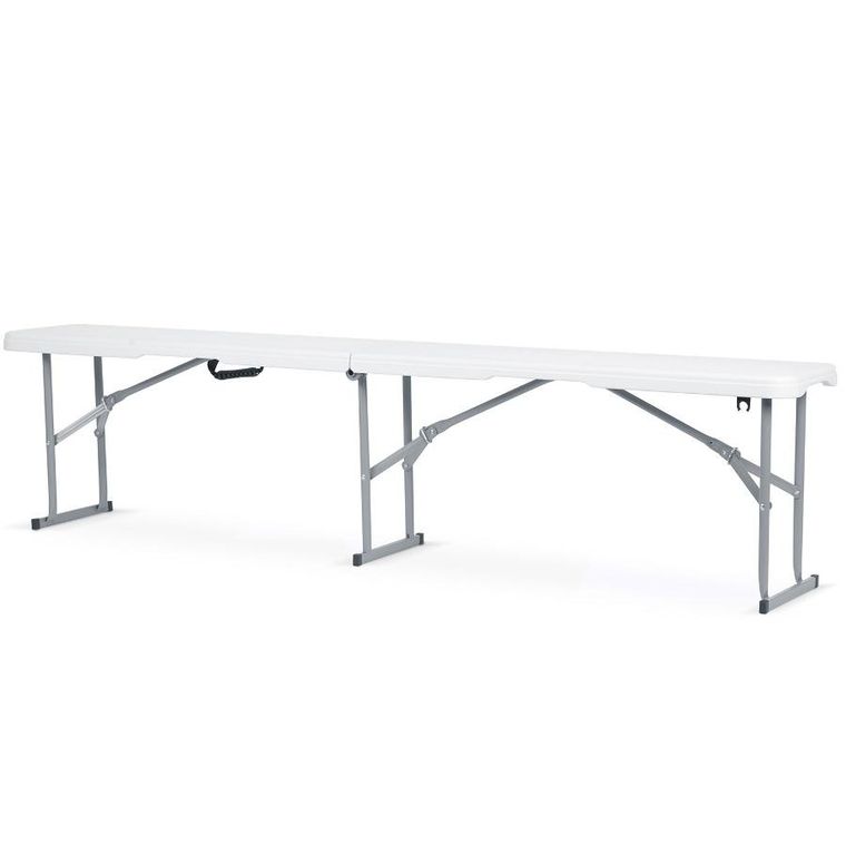 Plonos, zestaw cateringowy ogrodowy składany stół + 2 ławki, biały, 180 cm