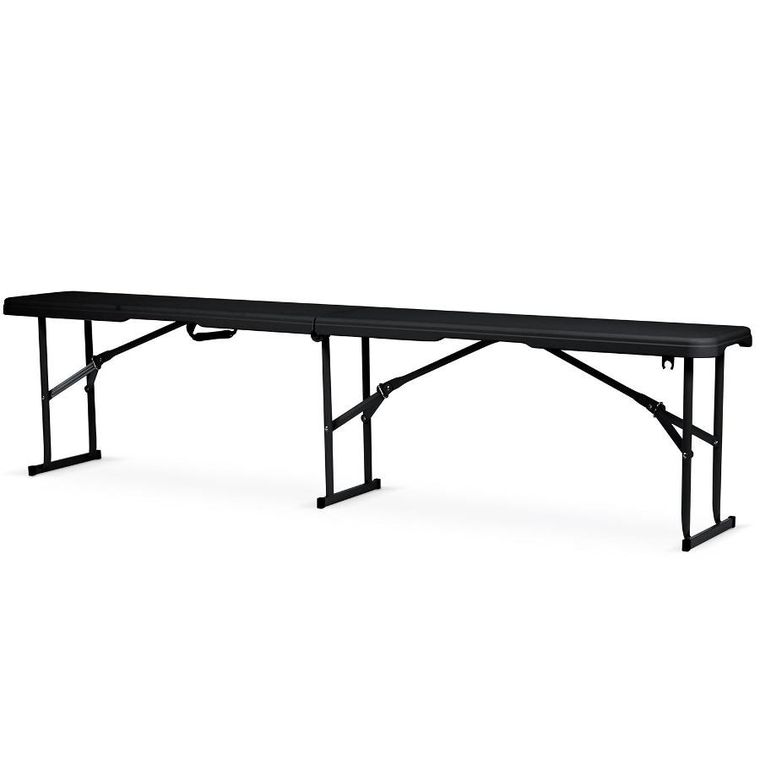 Plonos, zestaw cateringowy ogrodowy składany stół + 2 ławki, czarny, 180 cm