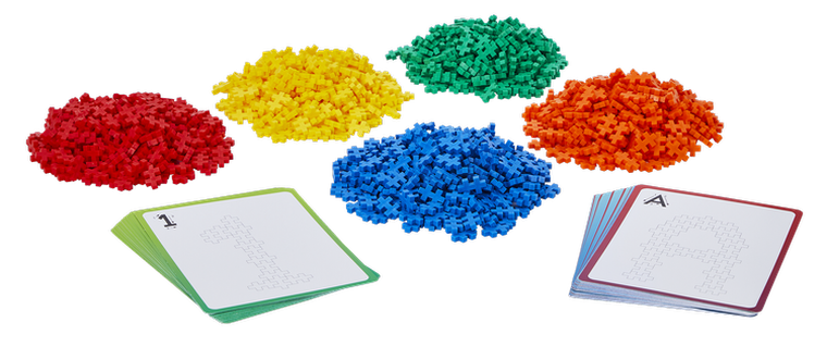 Plus-Plus, Learn to build, ABC 123, mini klocki, mix, 2000 szt., zestaw z płytkami i kartami pracy