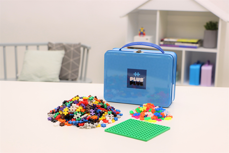 Plus-Plus, Mini, zestaw: 500 klocków podstawowych, 100 klocków neonowych, walizka