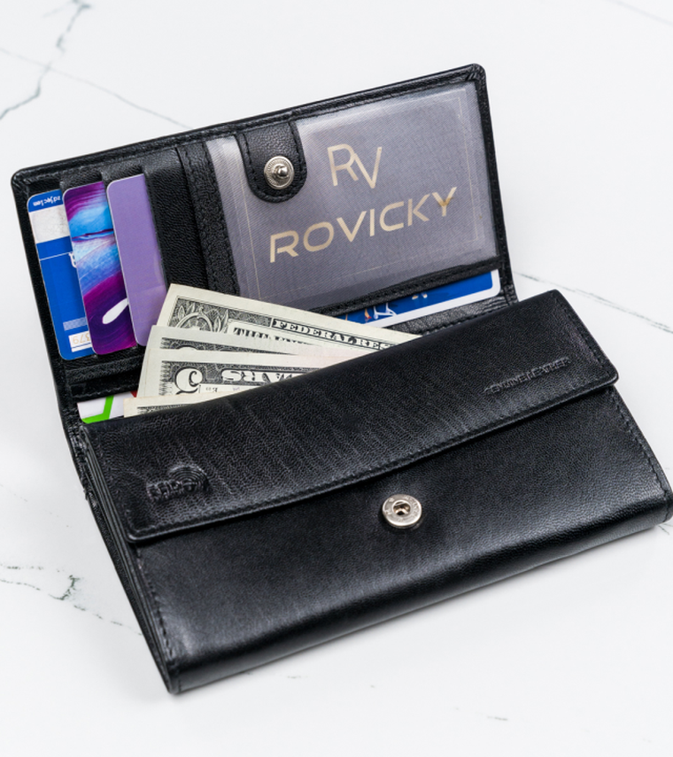 Podłużny portfel damski z bydlęcej skóry naturalnej, Cavaldi