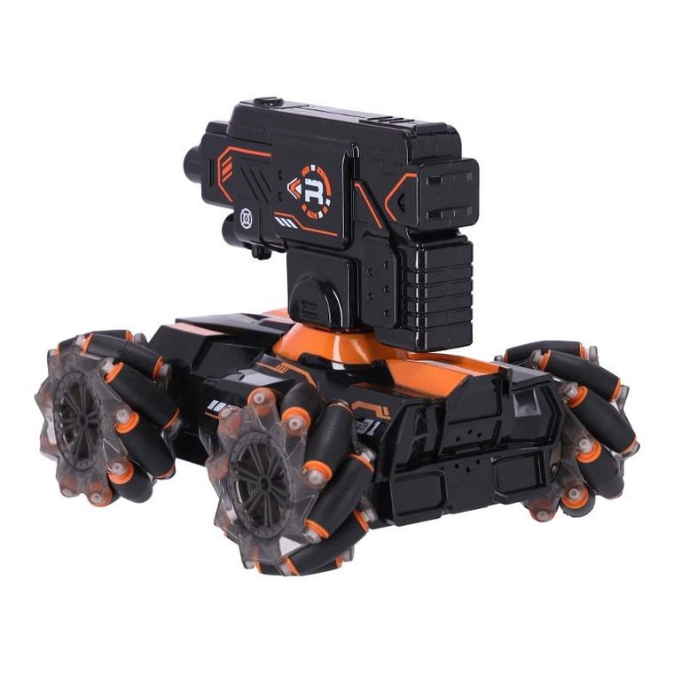 Pojazd zdalnie sterowany, strzelający kulami wodnymi, pomarańczowy