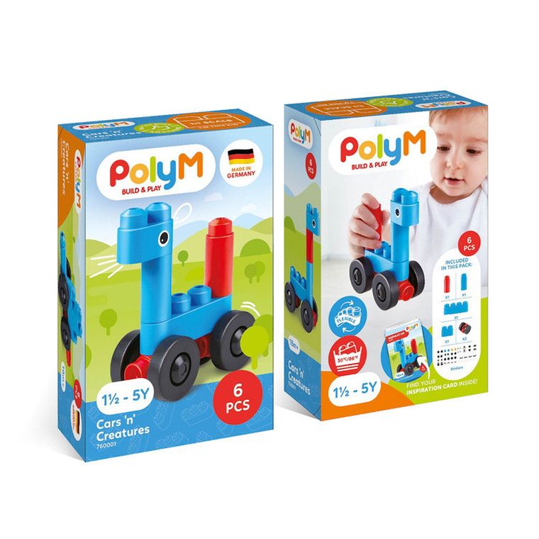 PolyM, Auta i Zwierzaki, klocki konstrukcyjne, 6 elementów