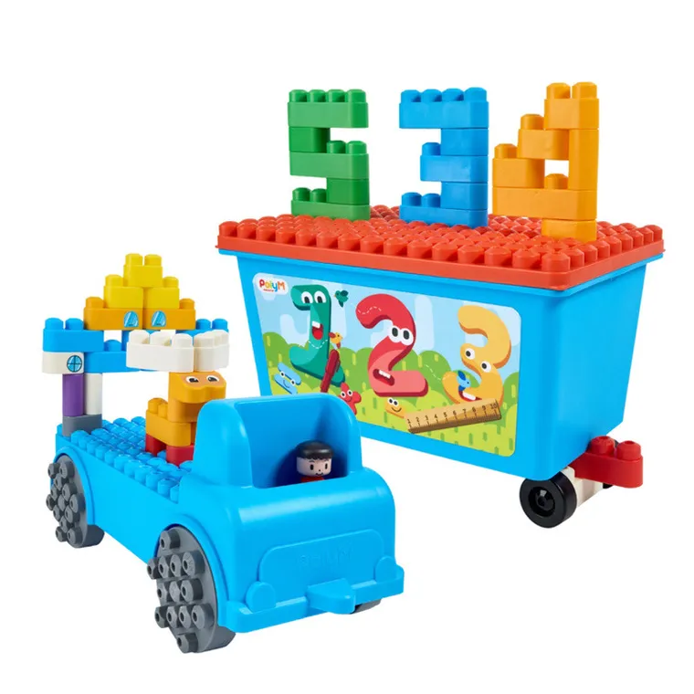 PolyM, Licz i baw się, Laweta, klocki konstrukcyjne w aucie, 114 elementów