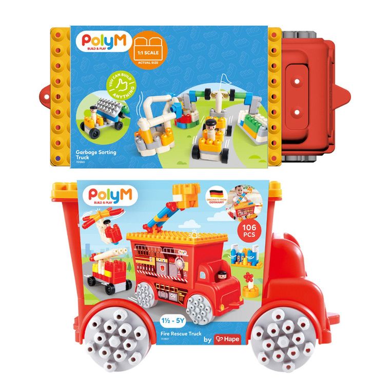 PolyM, Straz pożarna, klocki konstrukcyjne w aucie, 106 elementów