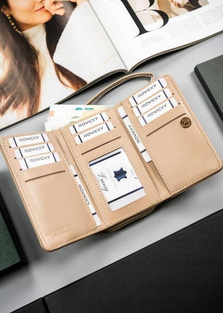 Portfel, beżowy, skóra ekologiczna, Cavaldi