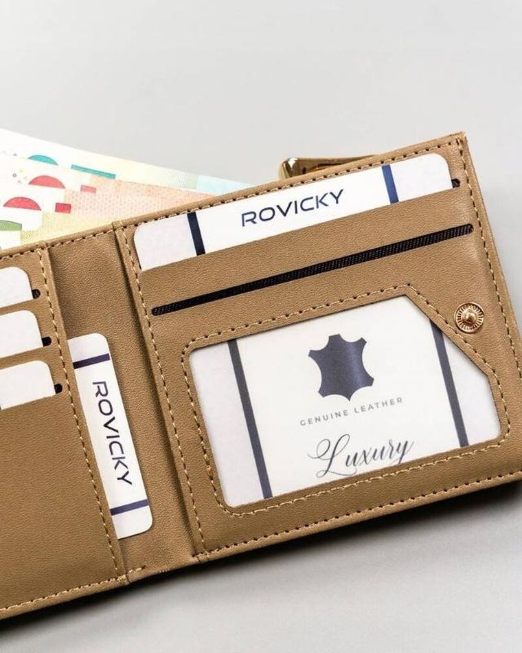 Portfel, beżowy, skóra ekologiczna, Milano Design