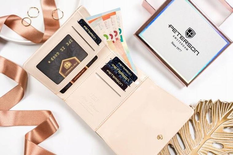 Portfel, beżowy, skóra ekologiczna, Peterson