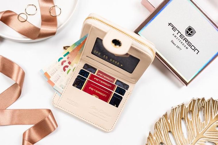 Portfel, beżowy, skóra ekologiczna, Peterson