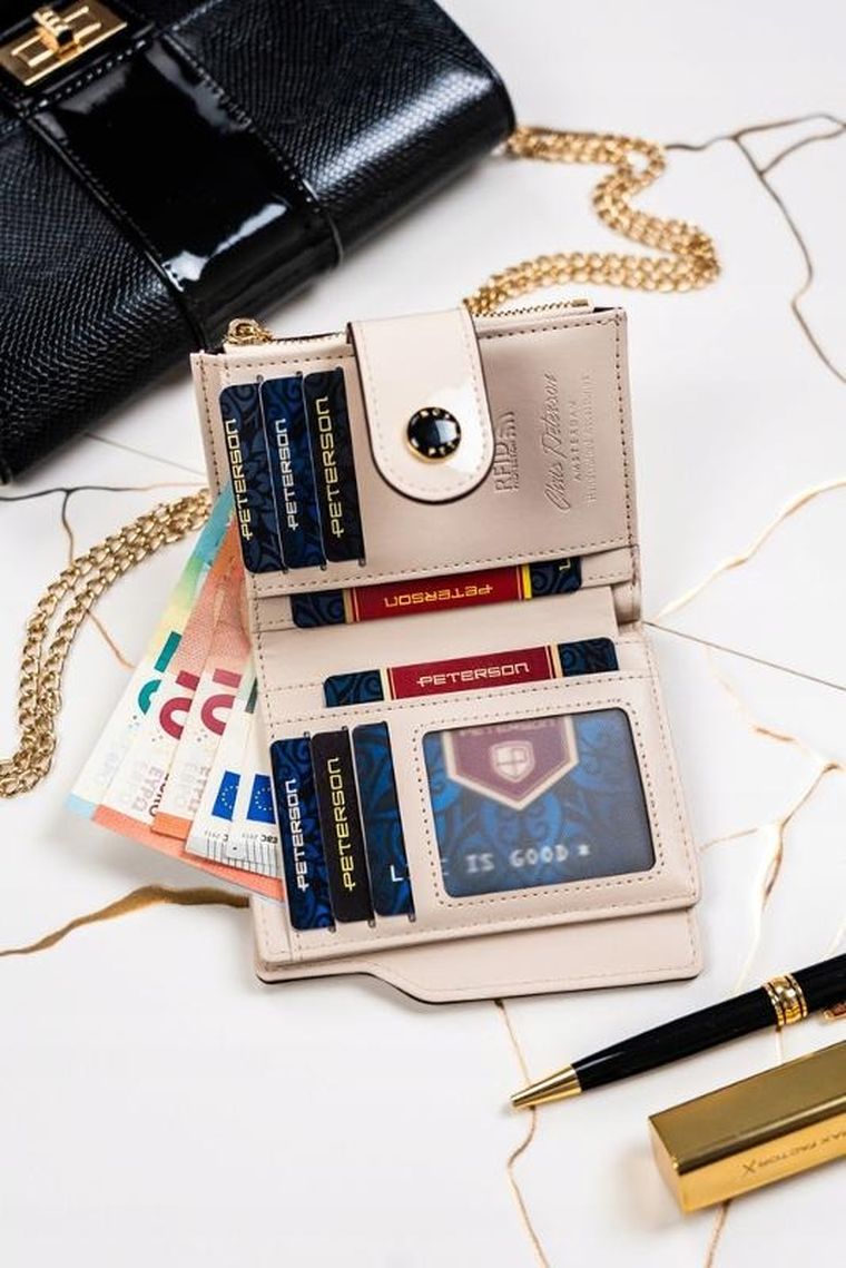 Portfel, beżowy, skóra ekologiczna, Peterson