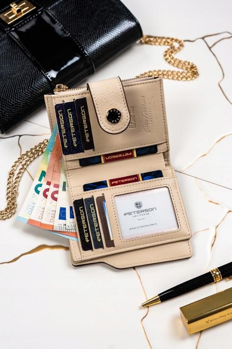 Portfel, beżowy, skóra ekologiczna, Peterson