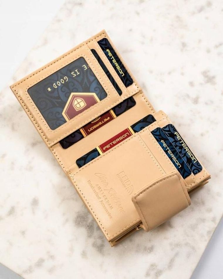 Portfel, beżowy, skóra ekologiczna, Peterson