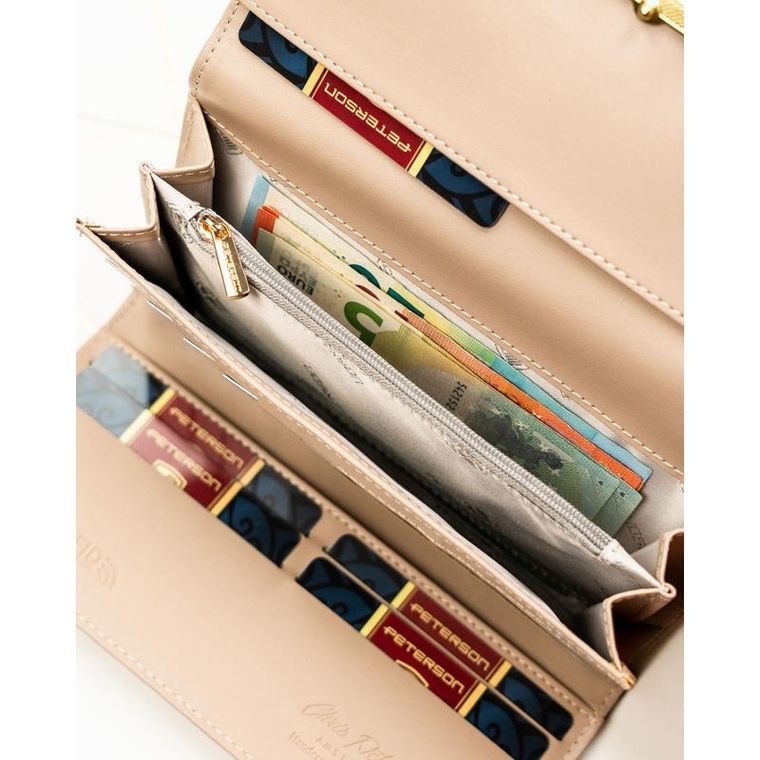 Portfel, beżowy, skóra ekologiczna, Peterson