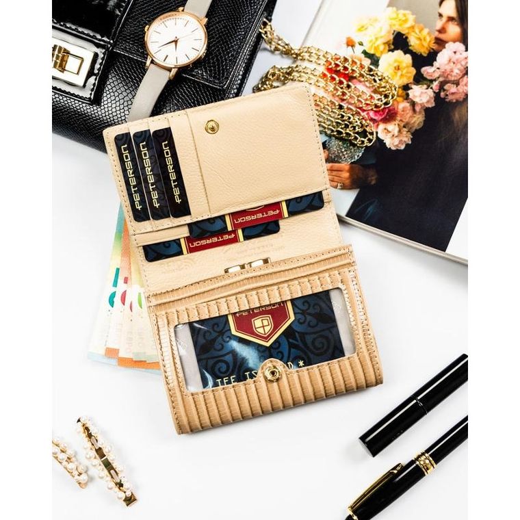 Portfel, beżowy, skóra ekologiczna, Peterson