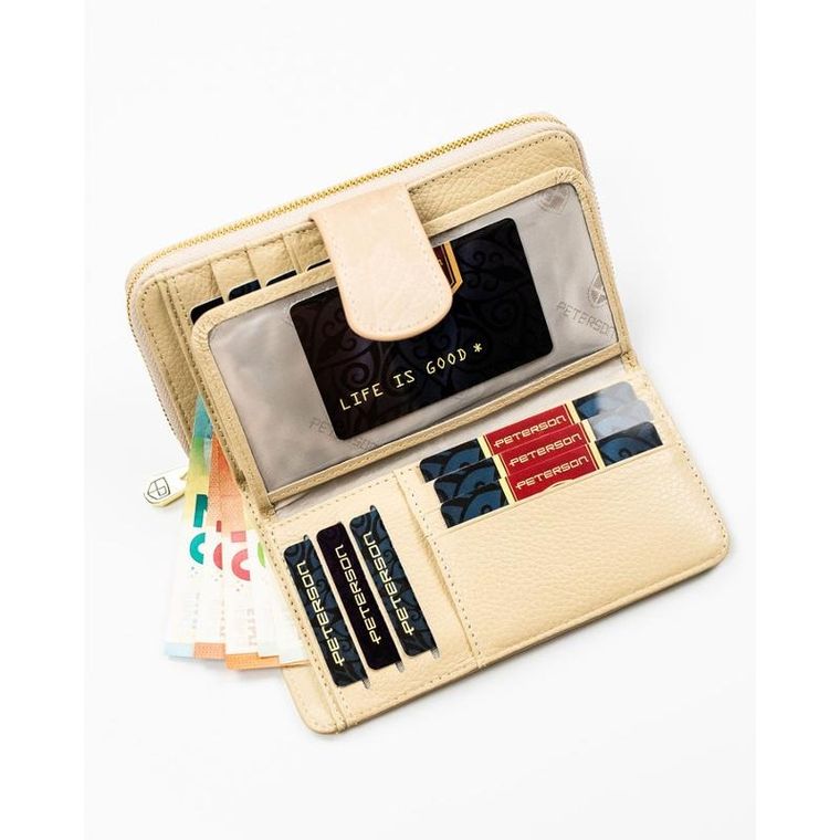 Portfel, beżowy, skóra ekologiczna, Peterson