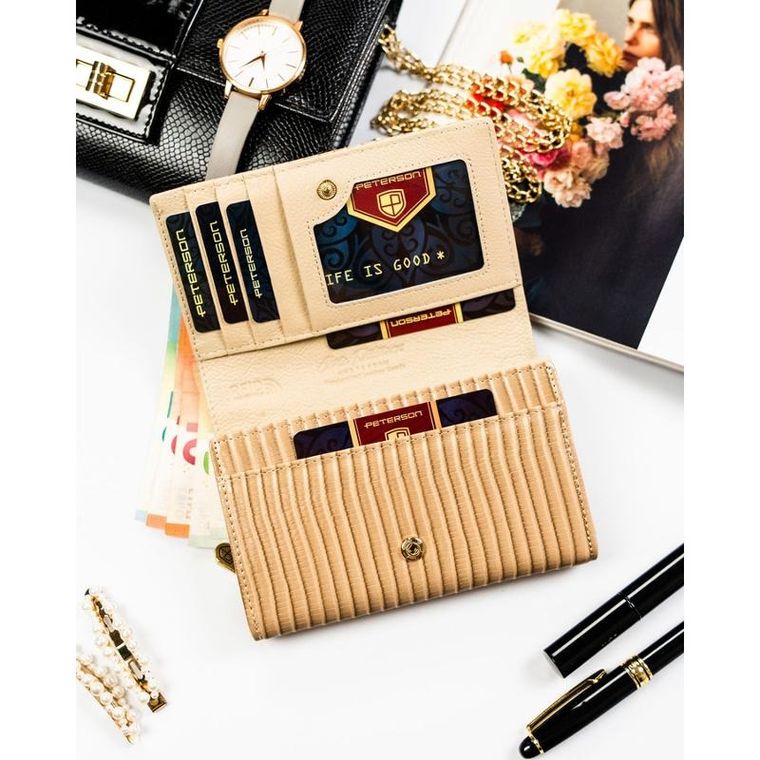 Portfel, beżowy, skóra ekologiczna, Peterson