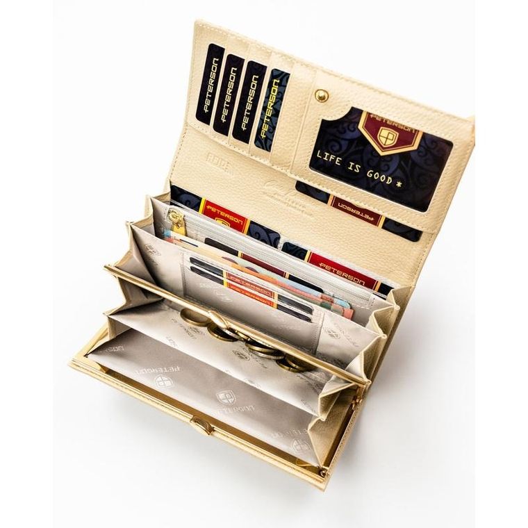 Portfel, beżowy, skóra ekologiczna, Peterson