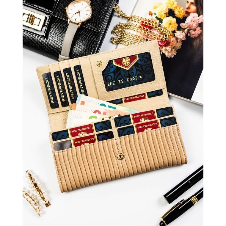 Portfel, beżowy, skóra ekologiczna, Peterson