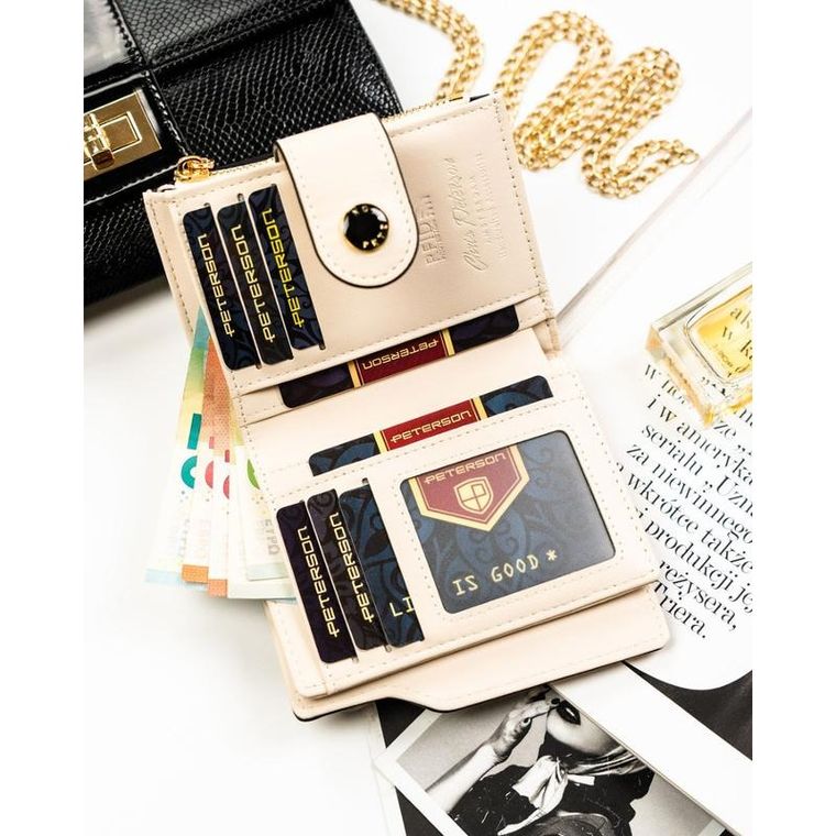 Portfel, beżowy, skóra ekologiczna, Peterson