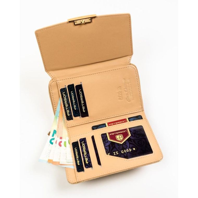 Portfel, beżowy, skóra ekologiczna, Peterson