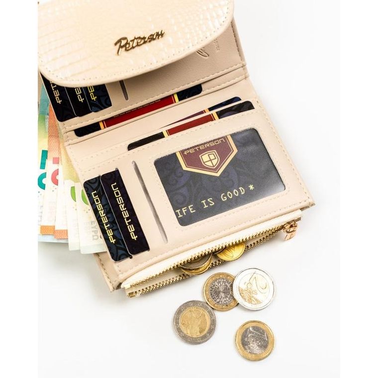 Portfel, beżowy, skóra ekologiczna, Peterson