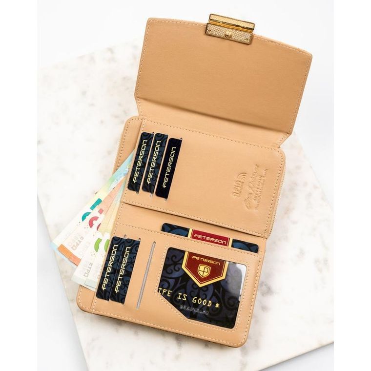 Portfel, beżowy, skóra ekologiczna, Peterson