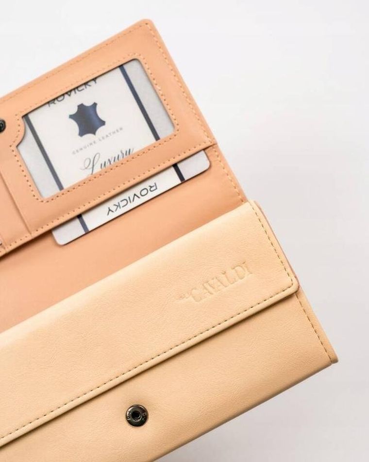 Portfel, beżowy, skóra ekologiczna, RFID, Cavaldi