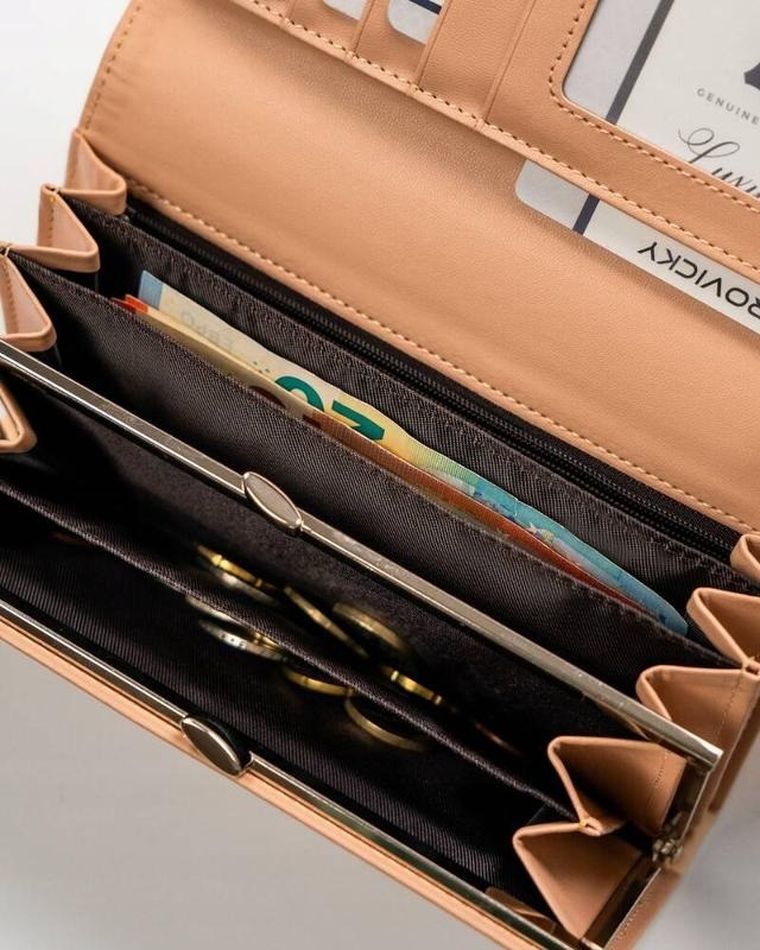 Portfel, beżowy, skóra ekologiczna, RFID, Cavaldi