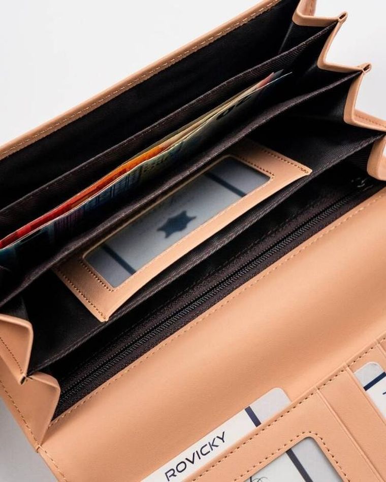 Portfel, beżowy, skóra ekologiczna, RFID, Cavaldi