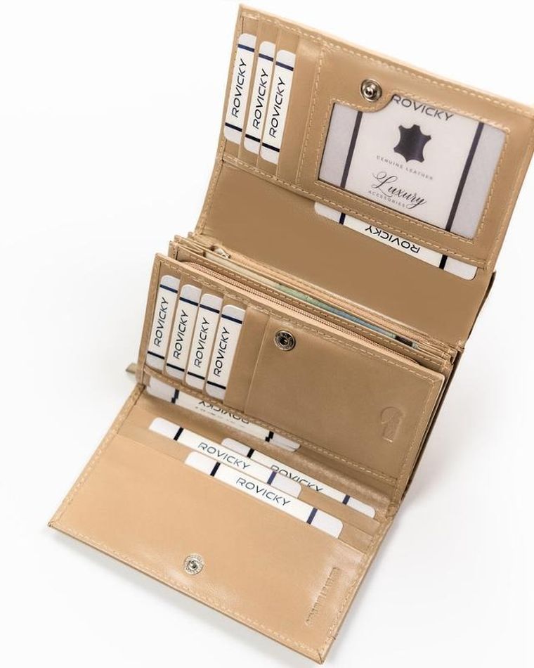 Portfel, beżowy, skórzany, Cavaldi