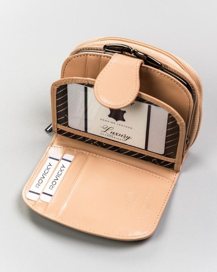 Portfel, beżowy, skórzany, Lorenti