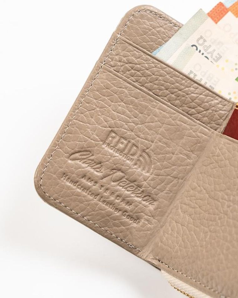 Portfel, beżowy, skórzany, Peterson