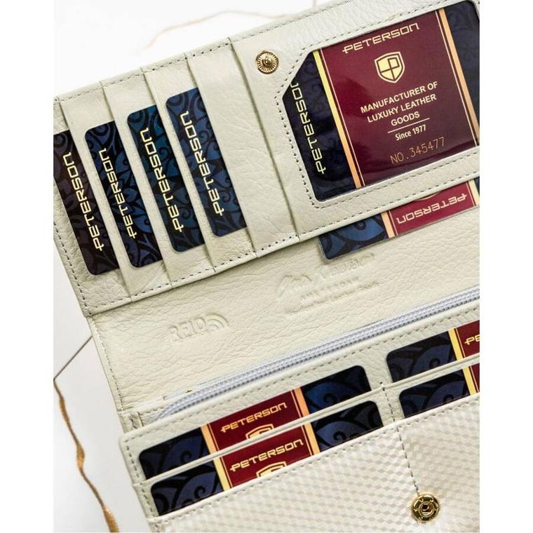 Portfel, beżowy, skórzany, Peterson