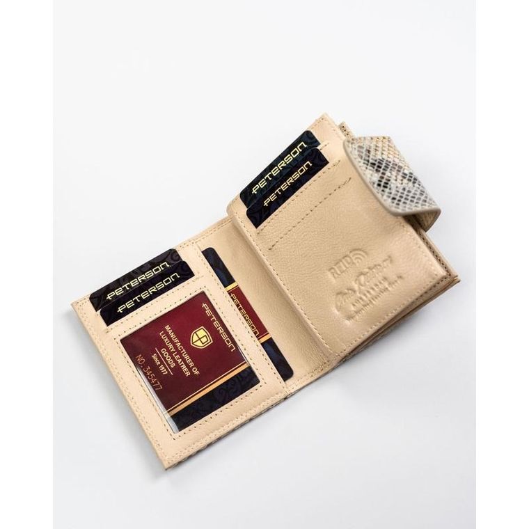 Portfel, beżowy, skórzany, Peterson