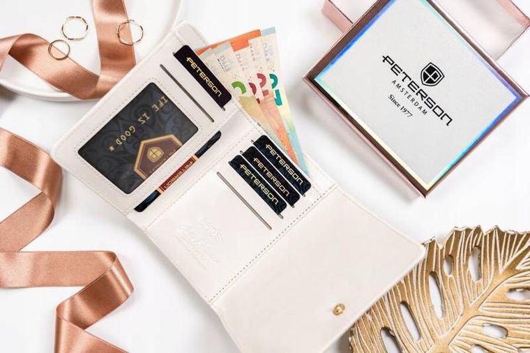 Portfel, biały, skóra ekologiczna, Peterson