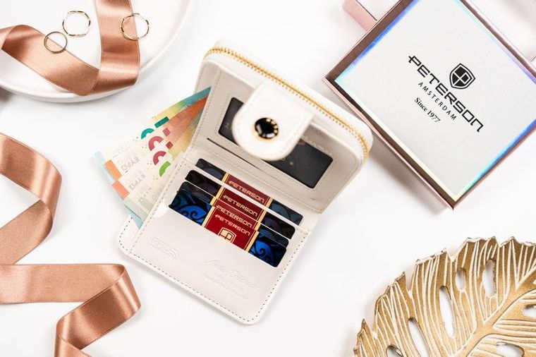 Portfel, biały, skóra ekologiczna, Peterson