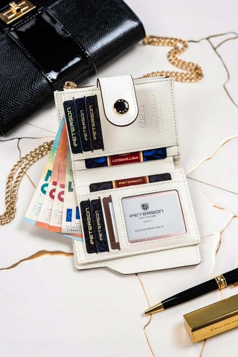 Portfel, biały, skóra ekologiczna, Peterson
