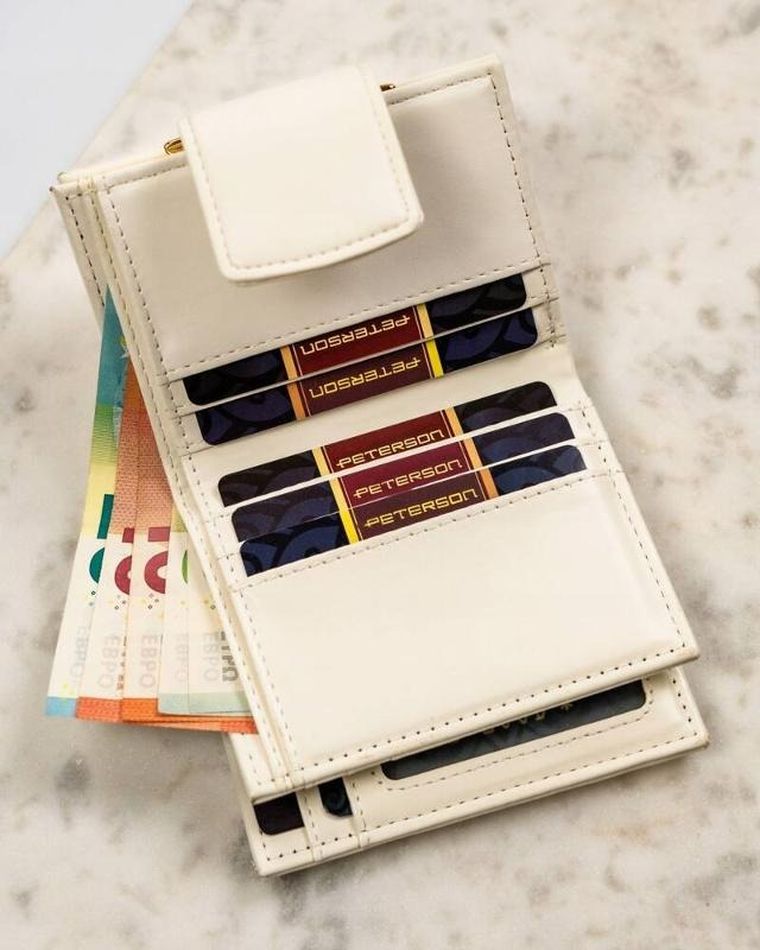 Portfel, biały, skóra ekologiczna, Peterson