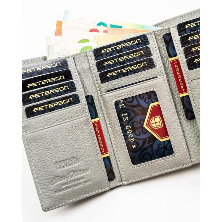 Portfel, biały, skóra ekologiczna, Peterson
