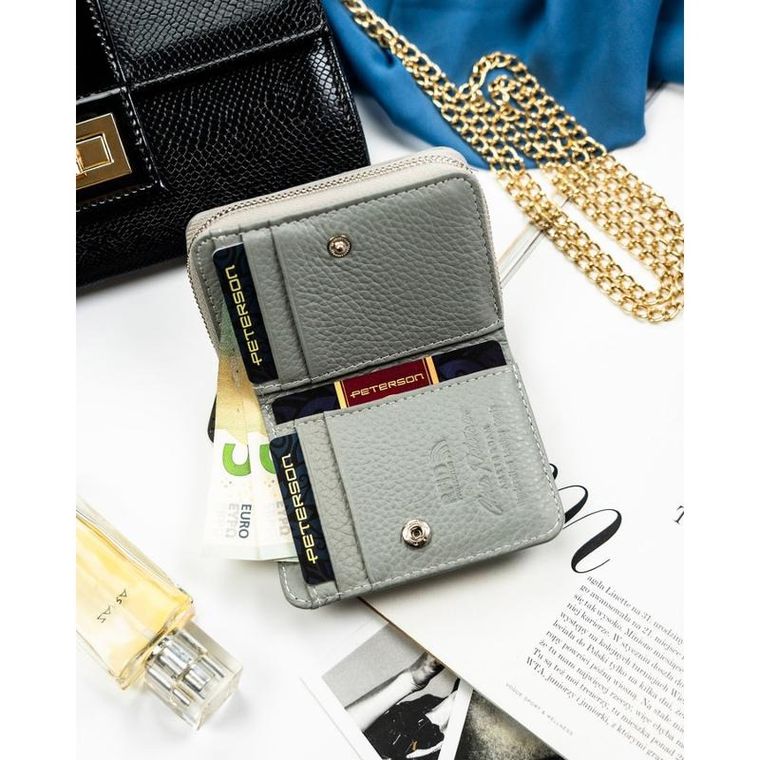 Portfel, biały, skóra ekologiczna, Peterson