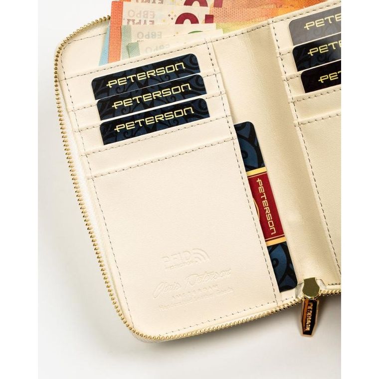 Portfel, biały, skóra ekologiczna, RFID, Peterson