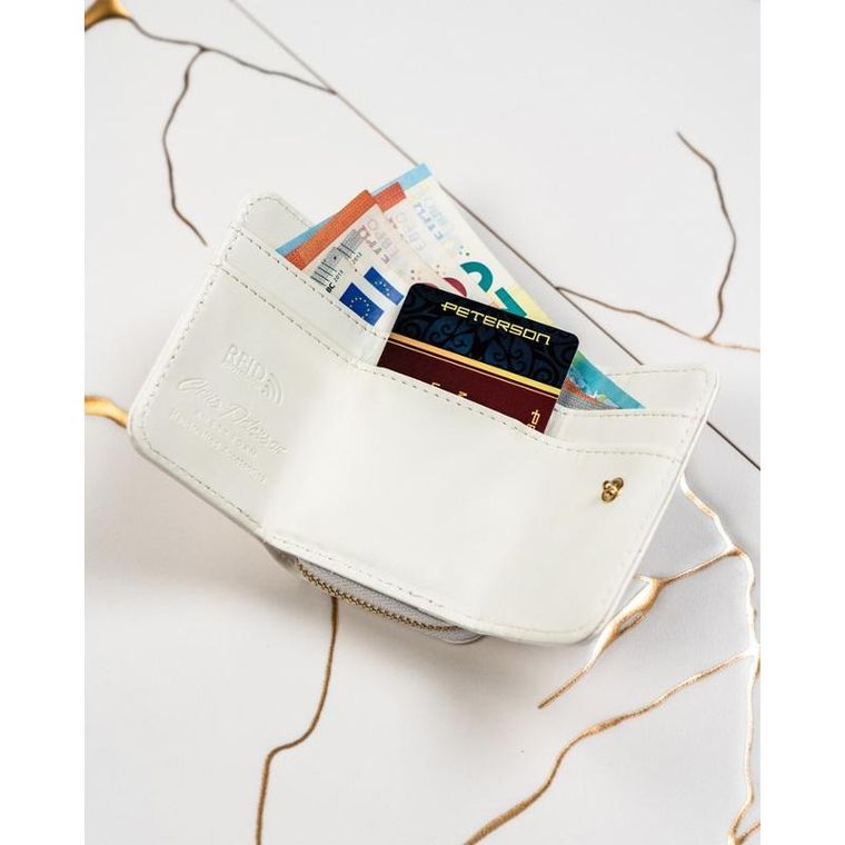 Portfel, biały, skórzany, RFID, Peterson